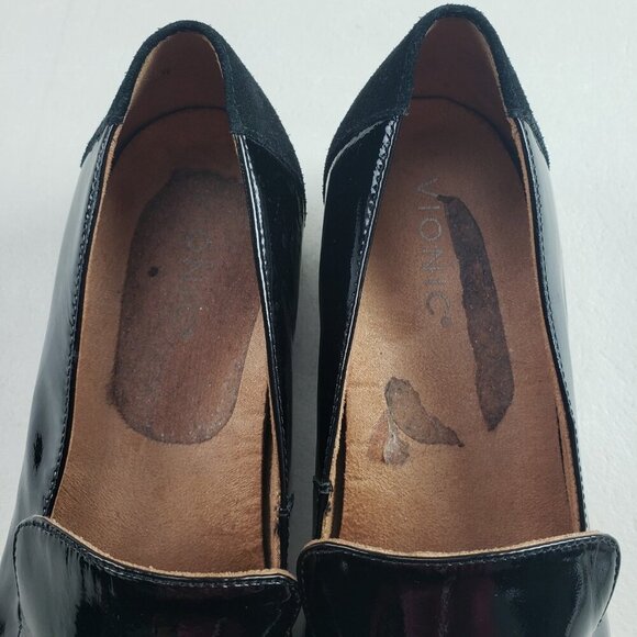 Vionic Kensley Patent Leather Flat Women 9.5 Black Slip On Platform Comfort Shoe - Picture 4 of 11